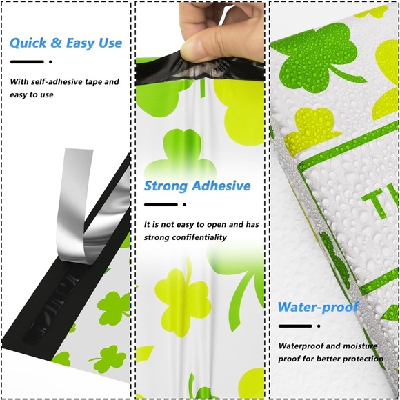 Clover Leaf St Patrick's Day Polymailer - 6x9 - Pack of 25 - Picture 4 of 6